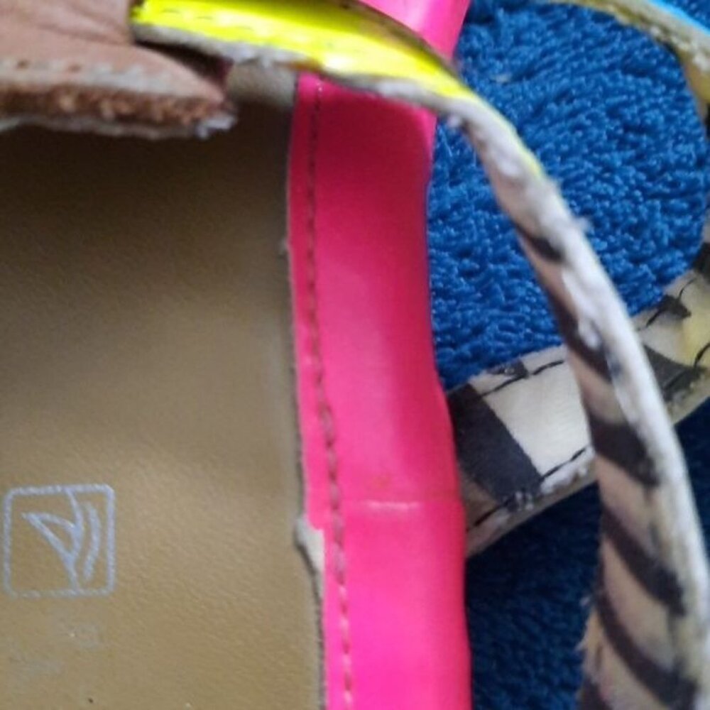 Sperry Pink Yellow Neon Top Sider Thong Strappy Sandals Size 6 - Picture 14 of 15